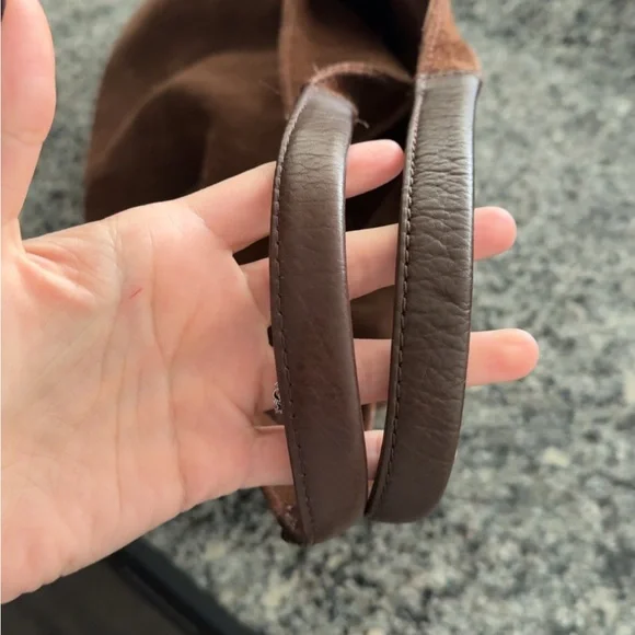 Vintage Brown Suede Tote Bag - Classic Women's Shoulder Bag - Picture 3 of 10